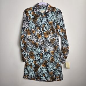 MICHAEL Michael Kors Mint Orange‎ White Floral Boho Artsy Shirts Dress XS